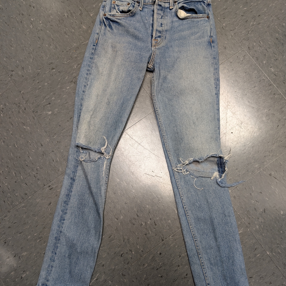 GRLFRND Classic Blue Button-Fly Jeans